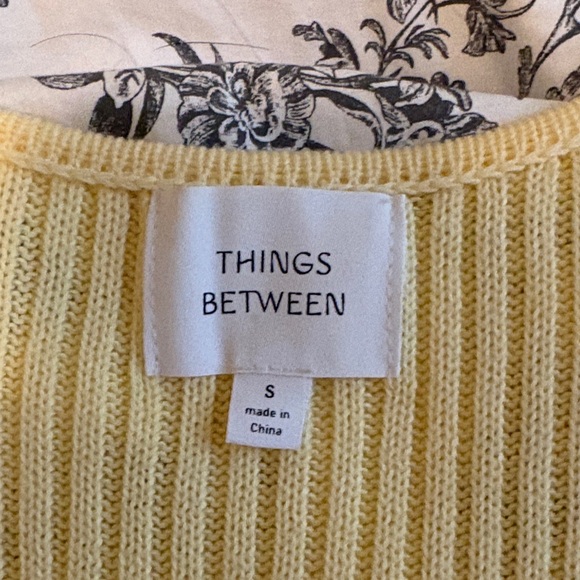 Things Between Yellow Ribbed Button-Front Tank Top - Picture 2 of 4